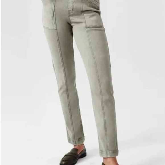 SPANX STRETCH TWILL STRAIGHT LEG PANT OLIVE GREEN MEDIUM - Picture 2 of 12